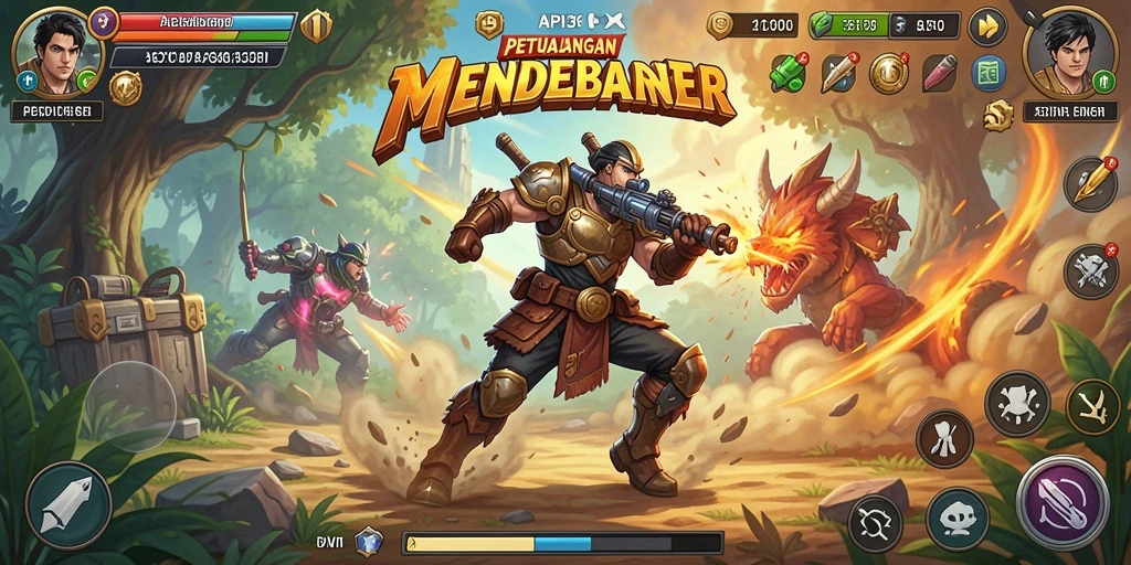 Screenshot utama menampilkan karakter dalam aksi seru di API36.