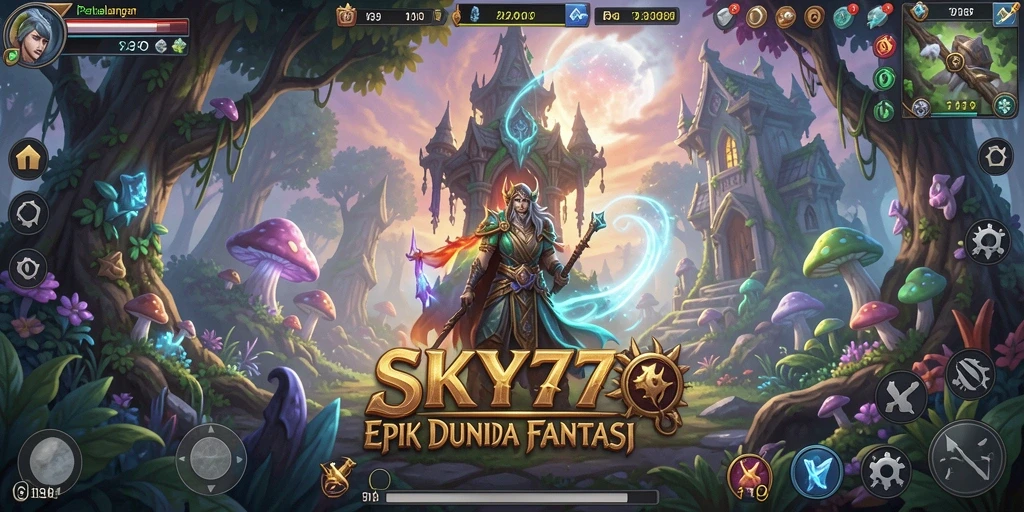 Tampilan gameplay <strong>SKY77</strong> dengan pertarungan seru di dunia fantasi.
